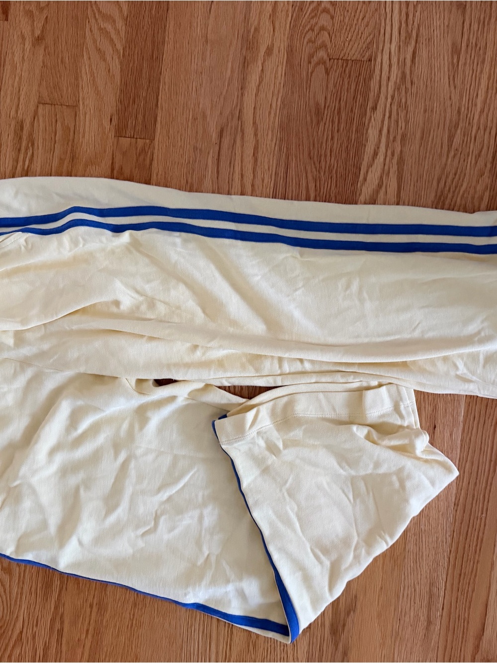 Old Navy Cream Track Pants with Blue Stripe